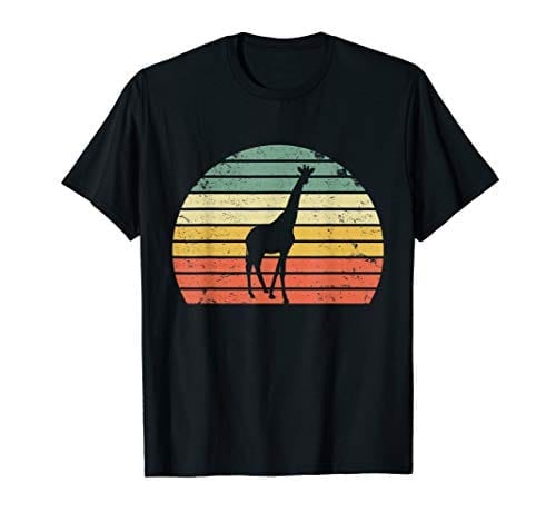 Vintage Giraffe Shirt Retro Color Sunset Silhouette T-Shirt